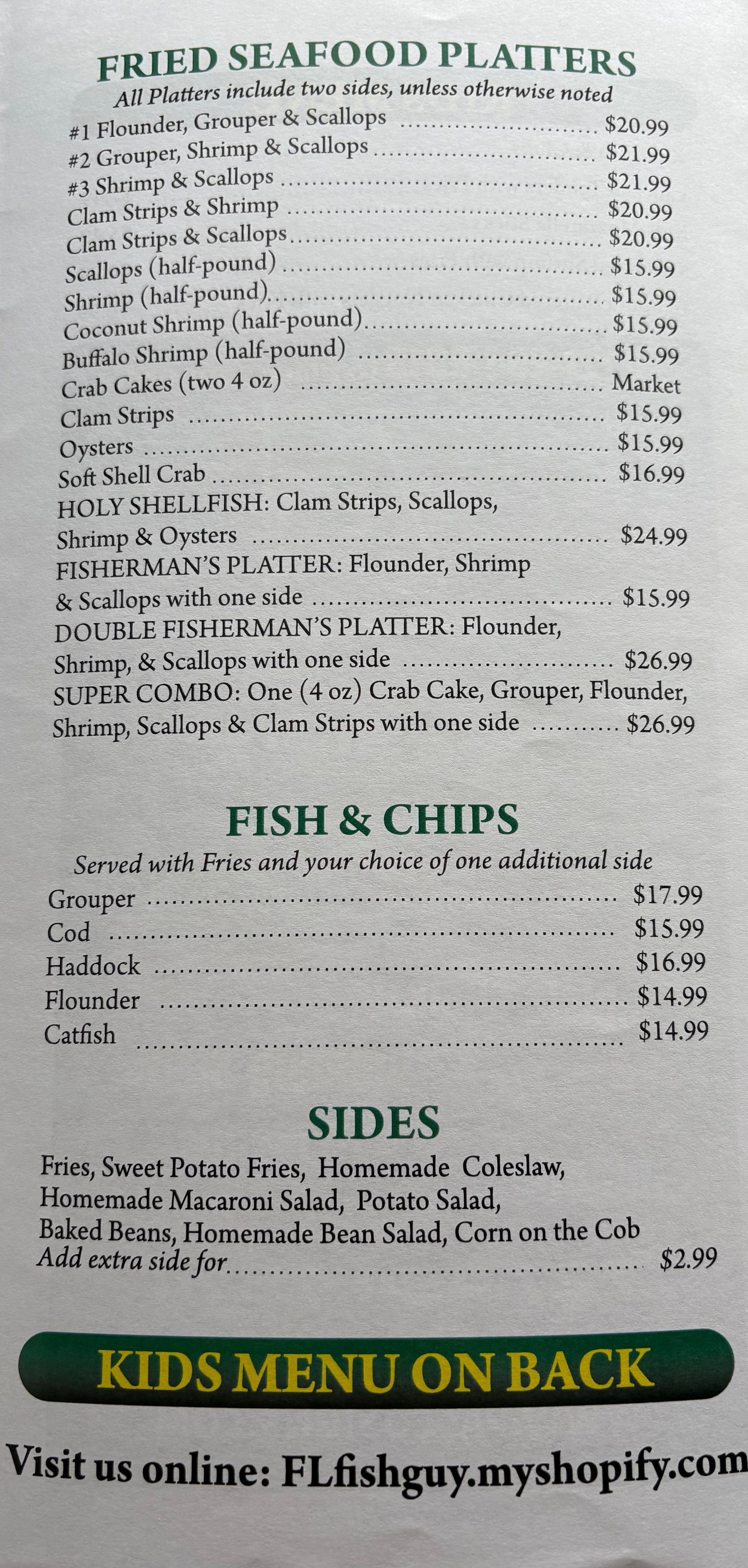 MENU UPDATE